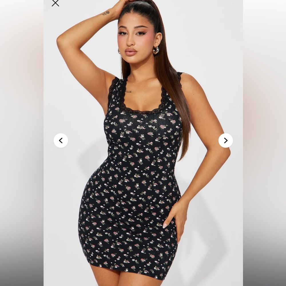 Fashion Nova Black Floral Mini Dress
